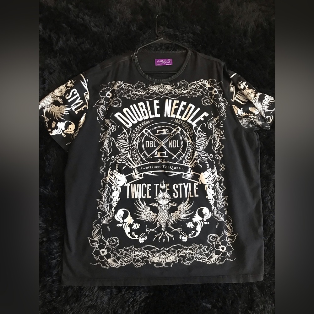 VINTAGE DOUBLE NEEDLE LEATHER/BLACK T-SHIRT🔥